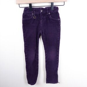 Ralph Lauren Corduroy Pants Kids 5 Purple Slim Fit Ankle Zip Adjustable Waist